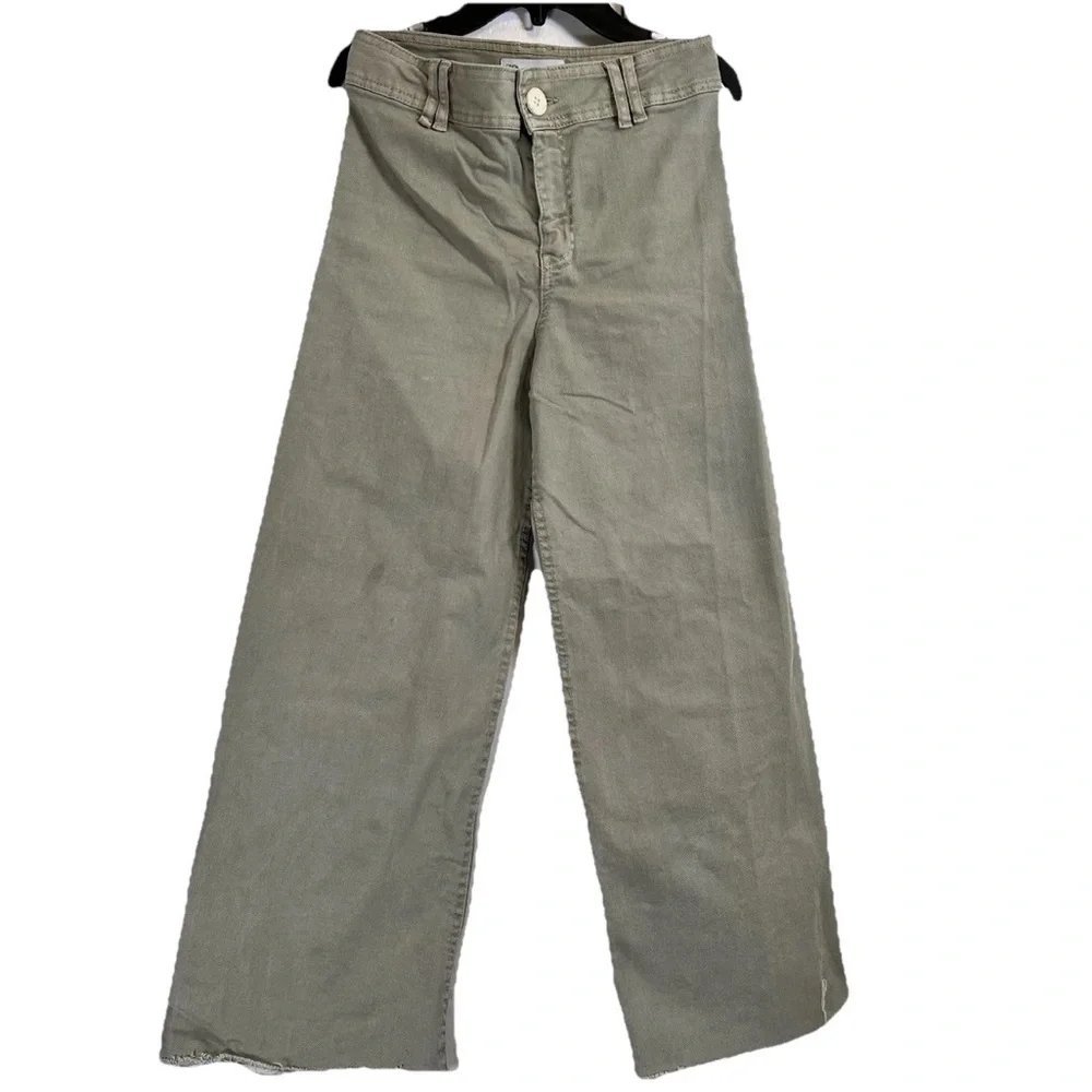Zara Kids Size 13-14y Girl's‎ Light Khaki Denim Wide Leg Stretch Jeans